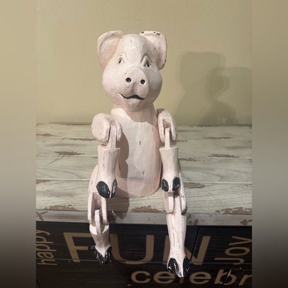 Charming Antique Jointed Pig Window Shelf Sitter Toy Vintage Doll - Picture 1 of 11
